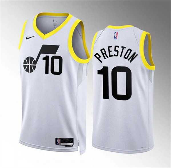 Men%27s Utah Jazz #10 Jason Preston White Association Edition Stitched Basketball Jersey Dzhi